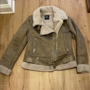 Zara Sherpa Moto Jacket